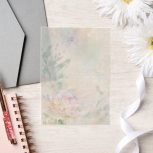 Pink Peony With Purple and Blue Accents Vellum Invitations