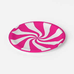 Pink Peppermint Candy Swirls Paper Plates