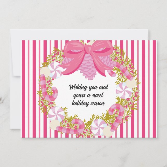 Pink Peppermint Christmas Card (Front)