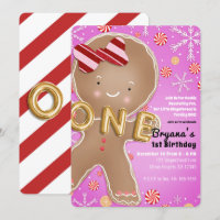 Pink Peppermint Gingerbread Man ONE 1st Birthday