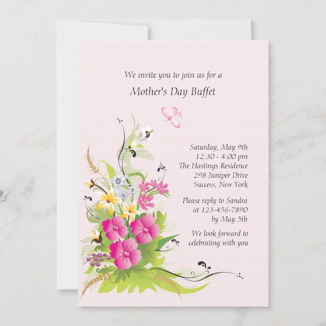 Pink Perfection Floral Invitation (Front)