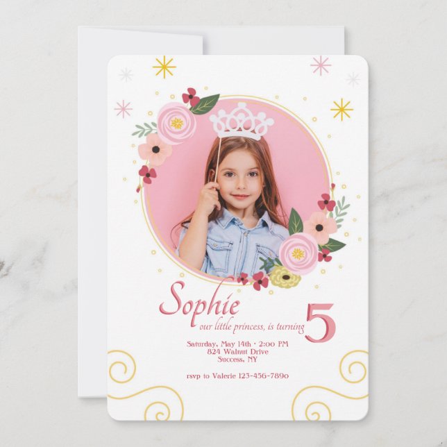 Pink Perfection Photo Birthday Invitation (Front)
