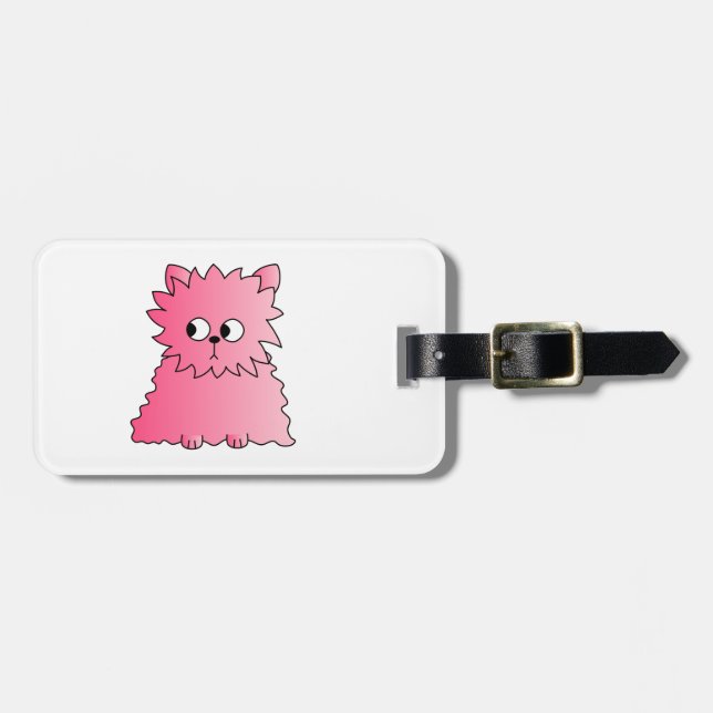 Pink Persian Cat. Luggage Tag (Front Horizontal)