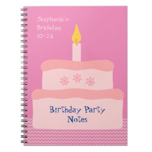 Pink Personalize Birthday Cake Party Event Planner Notebook