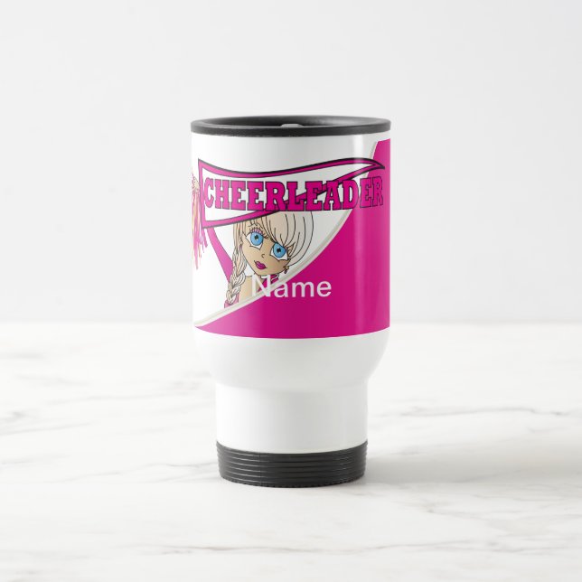 Pink Personalize Cheerleader Travel Mug (Center)