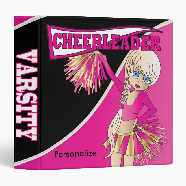 Pink Personalize Diva Cheerleader Binder (Front/Spine)