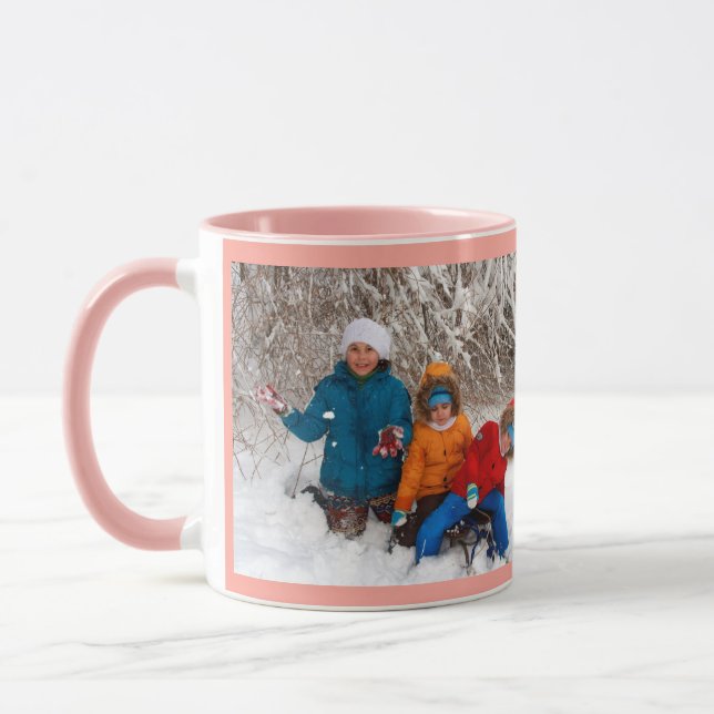 Pink Personalize Photo Template Gift Coffee Mug (Left)