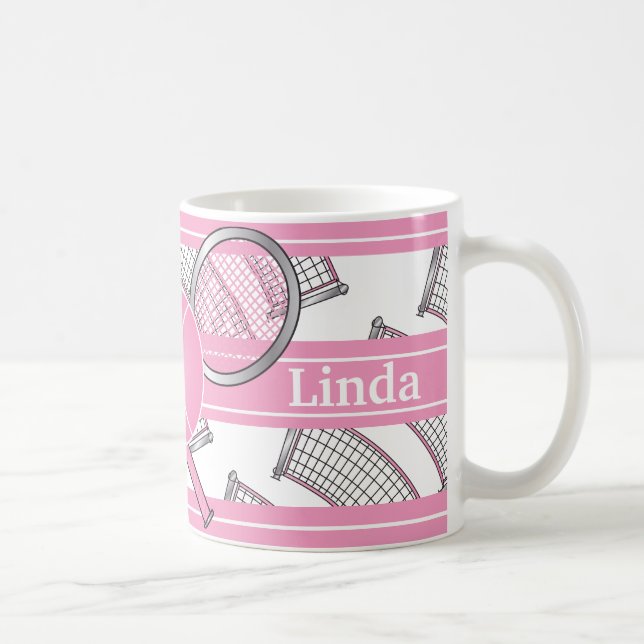 Pink Personalize Tennis Coffee Mug (Right)