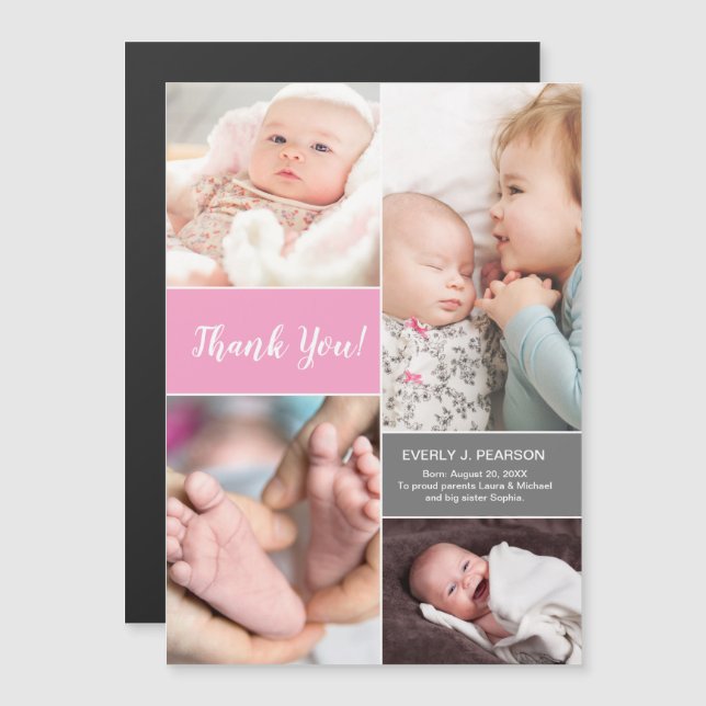 Pink Personalized 2nd Baby shower Photo Collage (Front/Back)