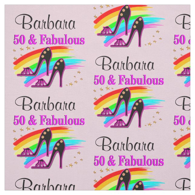 PINK PERSONALIZED 50 AND FABULOUS FABRIC (Swatch)