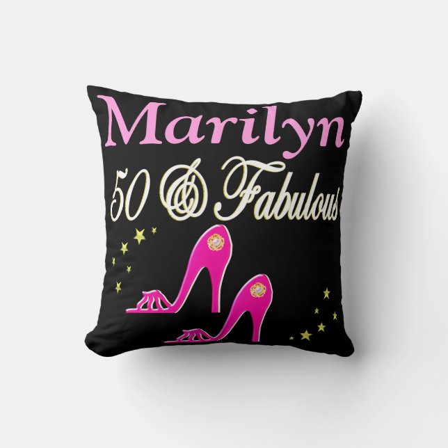 PINK PERSONALIZED 50 & FABULOUS PILLOW (Front)