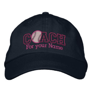 Pink Personalized Baseball Coach with your name Embroidered Hat
