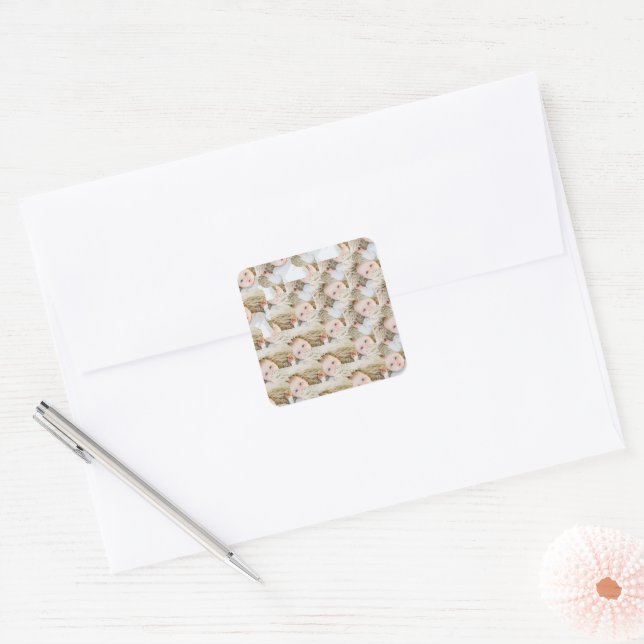 Pink Personalized Birthday photo Square Sticker (Envelope)