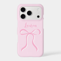 Pink Personalized Bow Phone Case Script Name