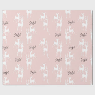 Pink Personalized Christmas Deers Wrapping Paper