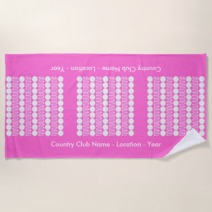Pink Personalized Country Club Name-Location-Year Beach Towel