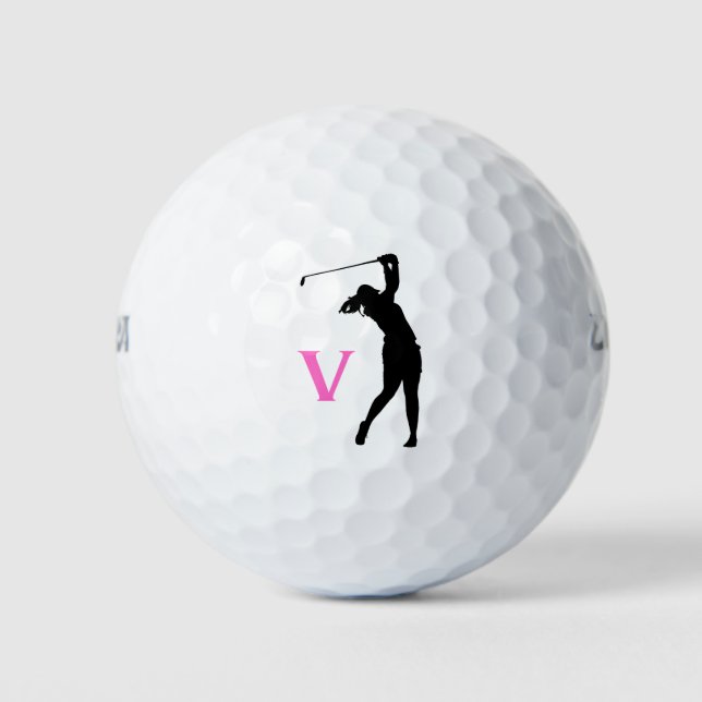 Pink Personalized Custom Monogram Golf Balls (Front)