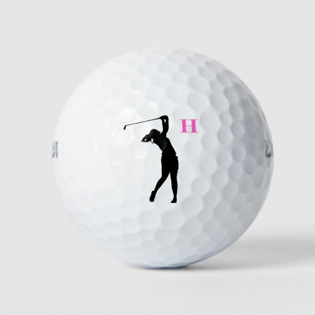 Pink Personalized Custom Monogram Golf Balls (Front)