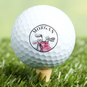 Pink Personalized Custom Monogram Golf Balls