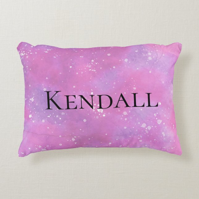 Pink Personalized Fantasy Princess Girly Accent Pillow (Front)