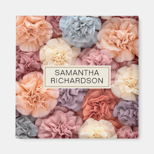 Pink personalized flower magnet