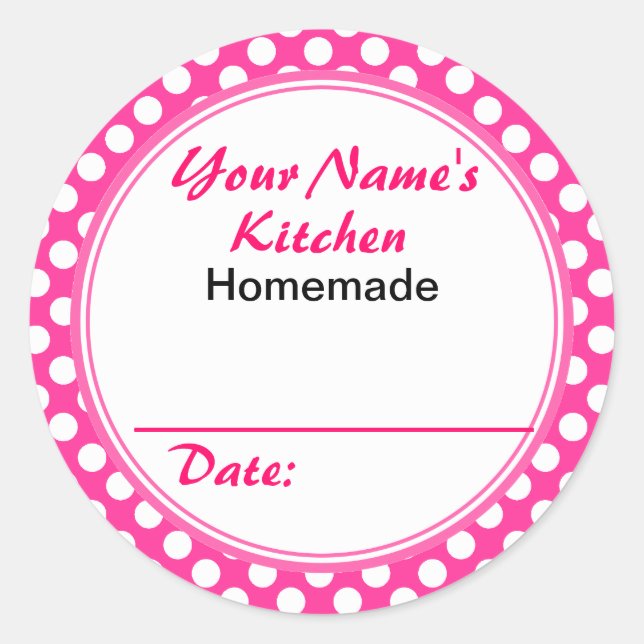 Pink Personalized Gifts for Bakers Custom Name Classic Round Sticker (Front)