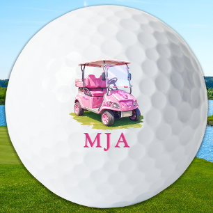 Pink Personalized Golf Cart Custom Monogram  Balls