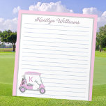 Pink Personalized Golf Cart Name Lined    Notepad<br><div class="desc">A charming unique golf cart -- pink and grey -- tastefully done -- ready to run the course -- the notepad. This is a great gift for all golf lovers -- fun / attractive / unique. Personalize it with your/her name. If you have any design questions or a special request,...</div>