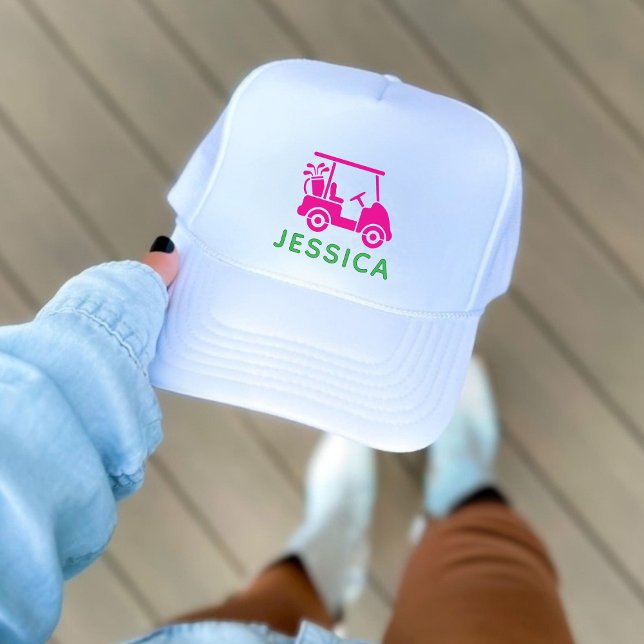 Pink Personalized Golf Cart  Trucker Hat (Pink Personalized Golf Cart Trucker Hat)