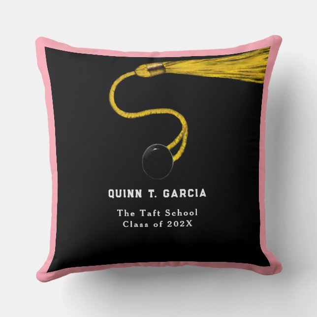 Pink personalized graduation gift throw pillow (Back)