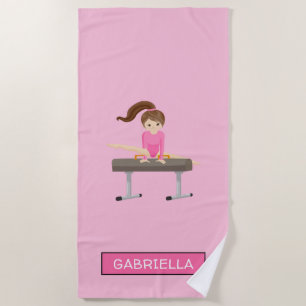 Pink Personalized Gymnastics Beach Towel