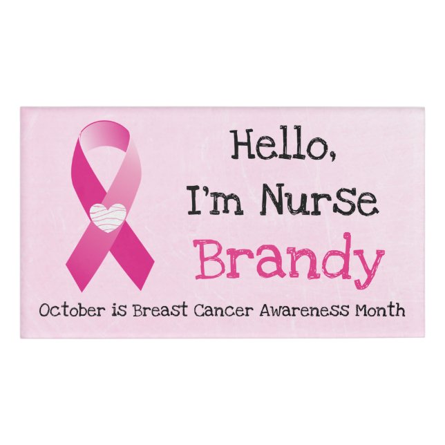 Pink Personalized Hello, Im Nurse Name Tag (Front)