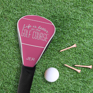 Pink Personalized Initials Monogrammed Golf Quote Golf Head Cover