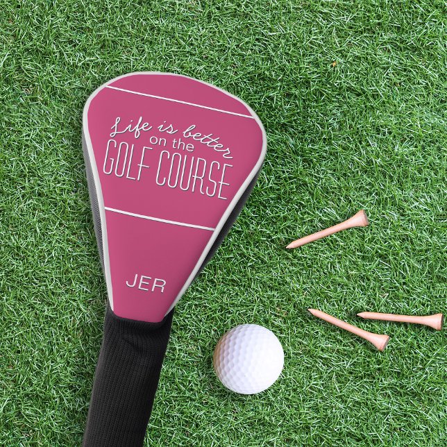 Pink Personalized Initials Monogrammed Golf Quote Head Cover (Pink Personalized Initials Monogrammed Golf Quote Golf Head Cover)