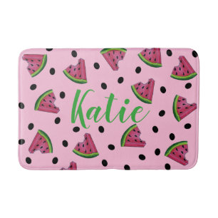 Pink Personalized Juicy Watermelon Seeds Fruit Bath Mat