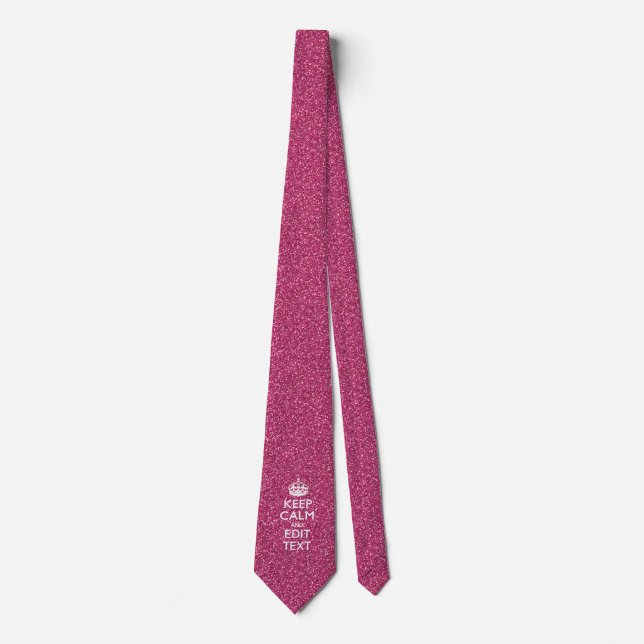Pink Personalized KEEP CALM AND Your Text Tie (Front)