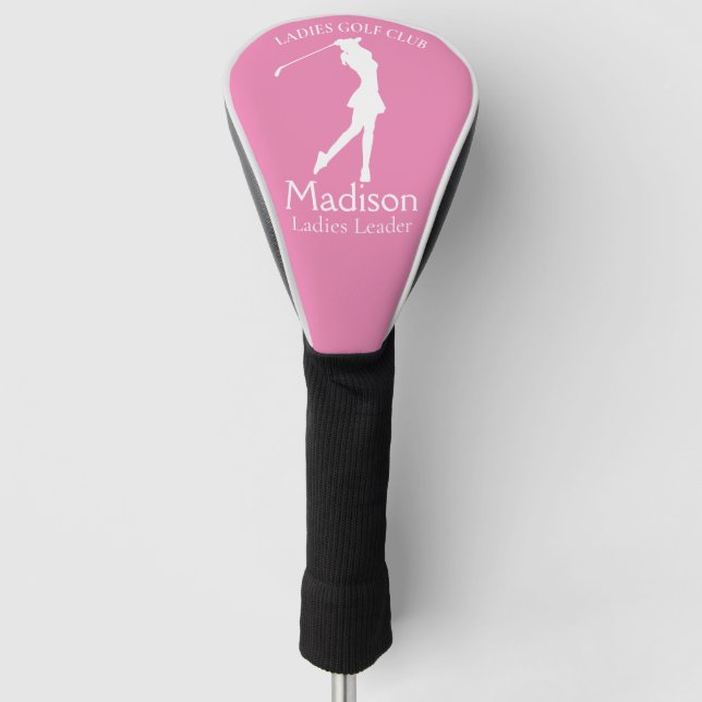 Pink Personalized Ladies Club Name Golf Head Cover (Front)