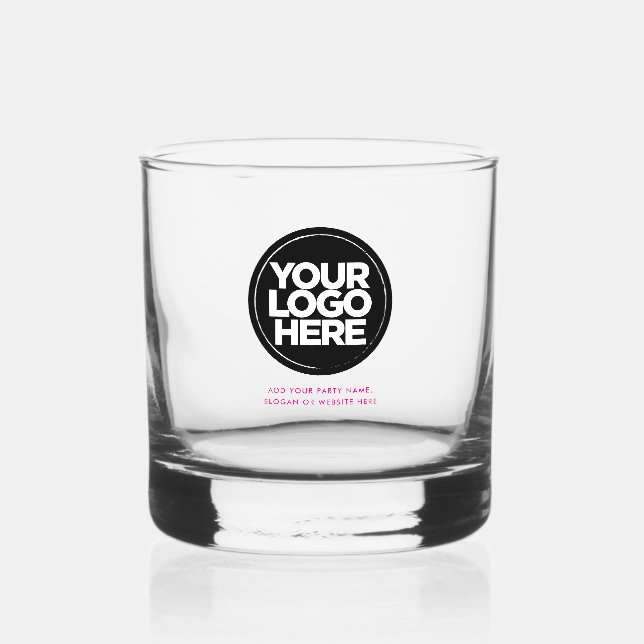 Pink | Personalized Logo and Text Whiskey Glasses (Front)