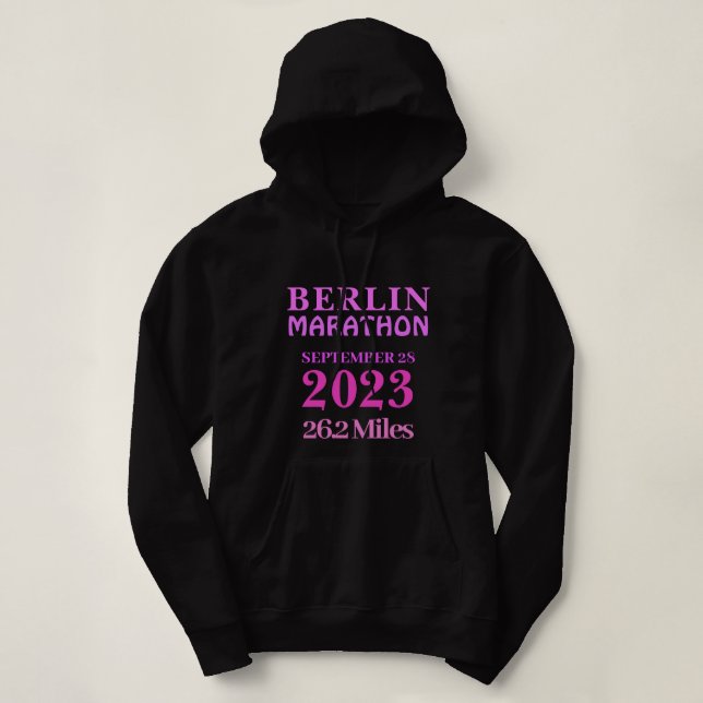 Pink Personalized Marathon Runner Custom Text Hoodie (Design Front)