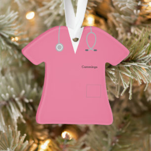 Pink Personalized Medical Scrubs Noveley Acrylic Ornament