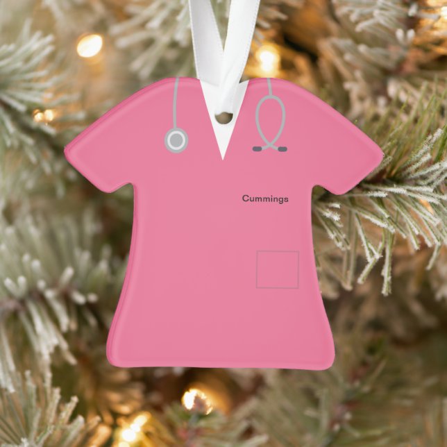 Pink Personalized Medical Scrubs Noveley Acrylic Ornament (Tree)