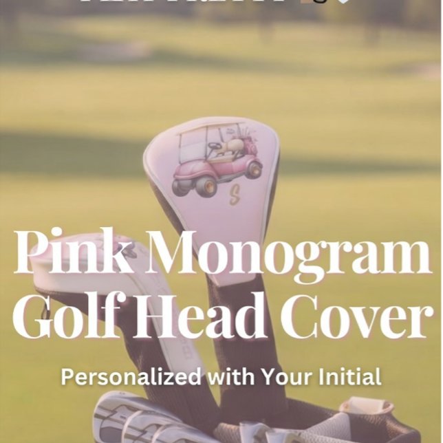 Pink Personalized Monogram Design Custom Golf Head Cover (Creator Uploaded)