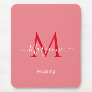 Pink Personalized Monogram Mouse Pad
