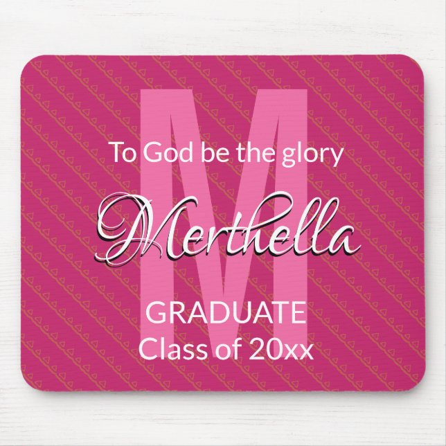 Pink Personalized Monogram Name Graduate Mouse Pad (Front)
