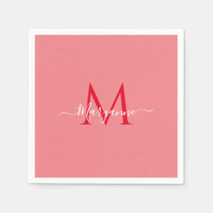 Pink Personalized Monogram    Napkin