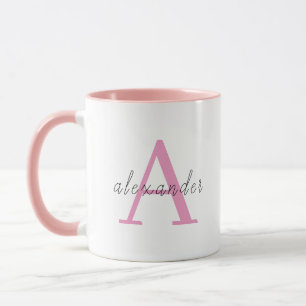 Pink personalized monogram with Your name Mug