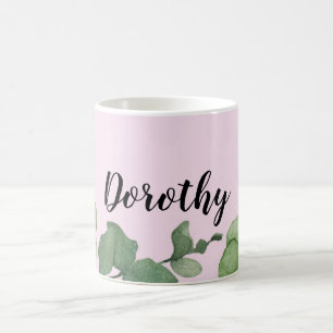 Pink Personalized Mug, Whimsical Romantic Coffee Mug