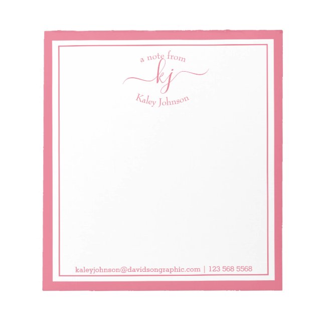 Pink Personalized Name | From The Desk Of Notepad (Front)
