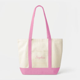 Pink personalized name gift tote bag