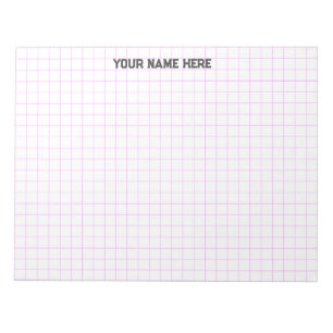 Pink Personalized Name Large Graph Paper Notepad